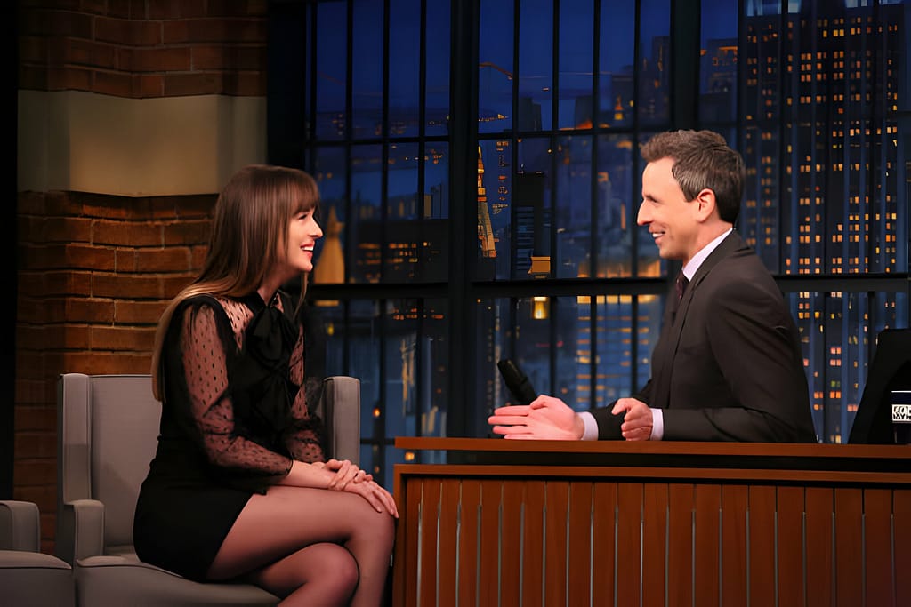 Dakota Johnson and Seth Meyers